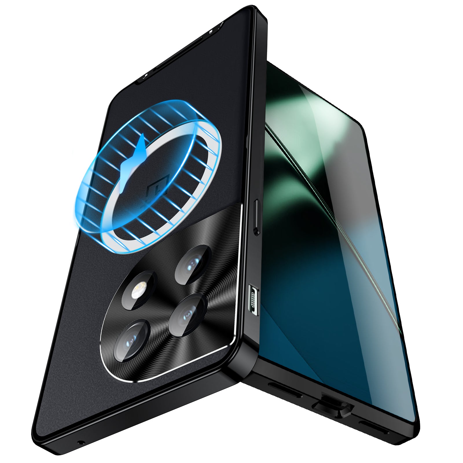 For OnePlus 12 5G Matte Case Compatible with MagSafe Metal Frame Protective Phone Cover - Black For OnePlus 12 5G Matte Case Compatible with MagSafe Metal Frame Protective Phone Cover - Black